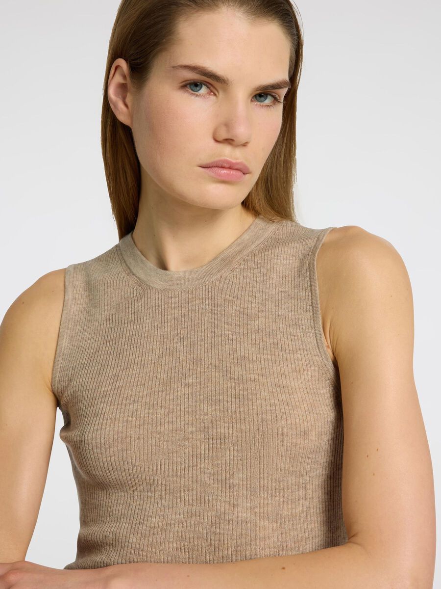 Slfingrid Knit Top Beige