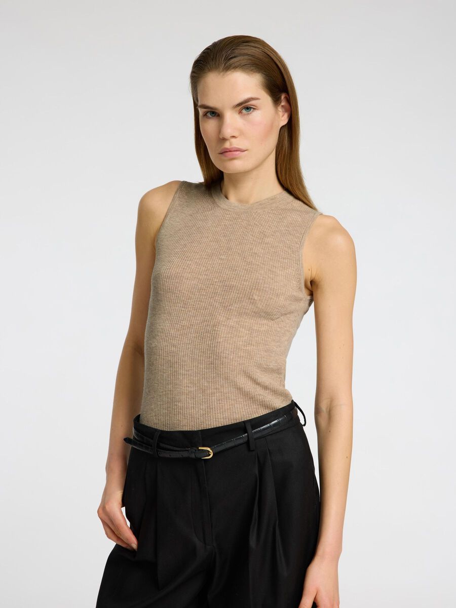Slfingrid Knit Top Beige