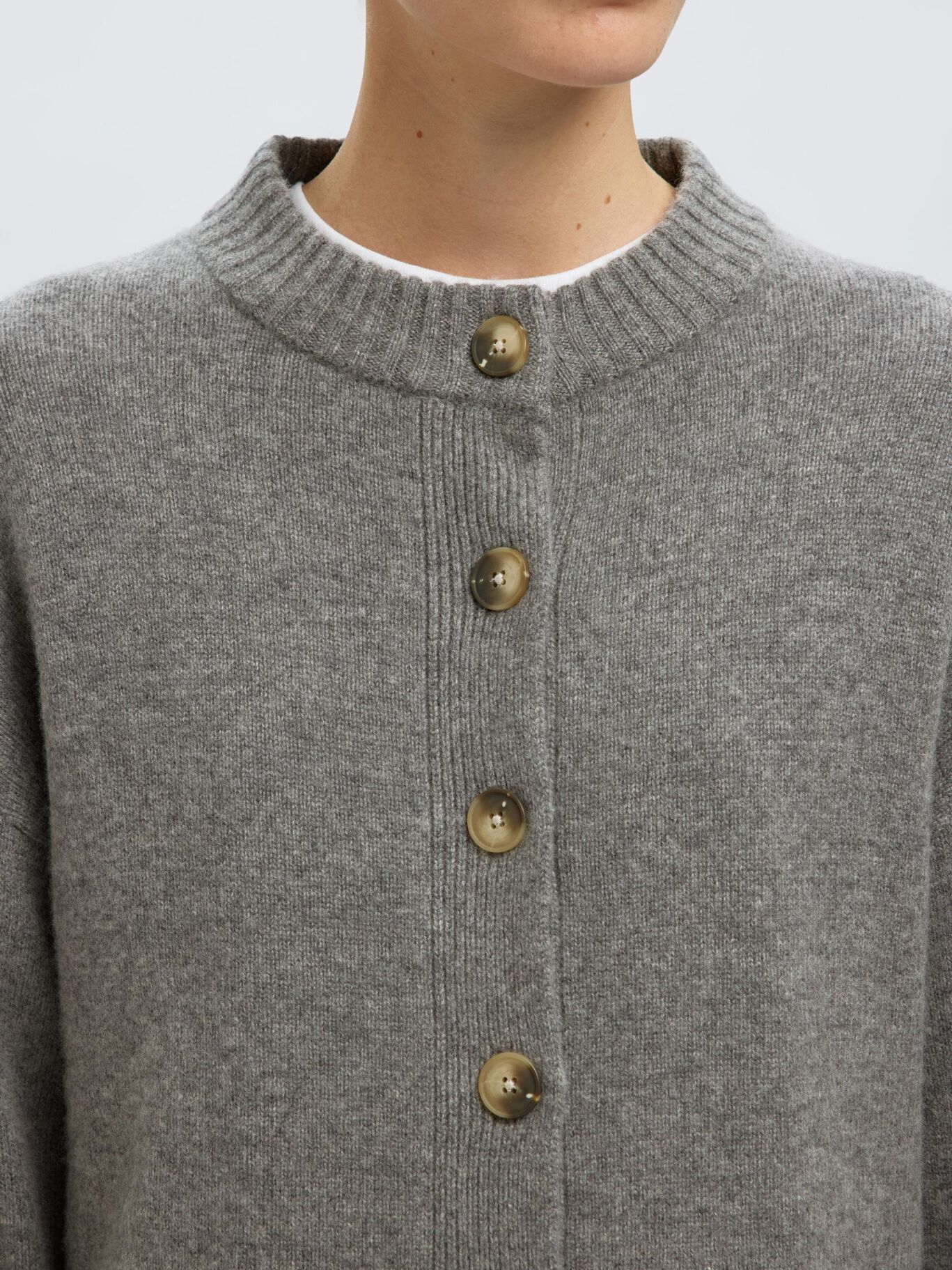 Slfcille Knit Cardigan Grey