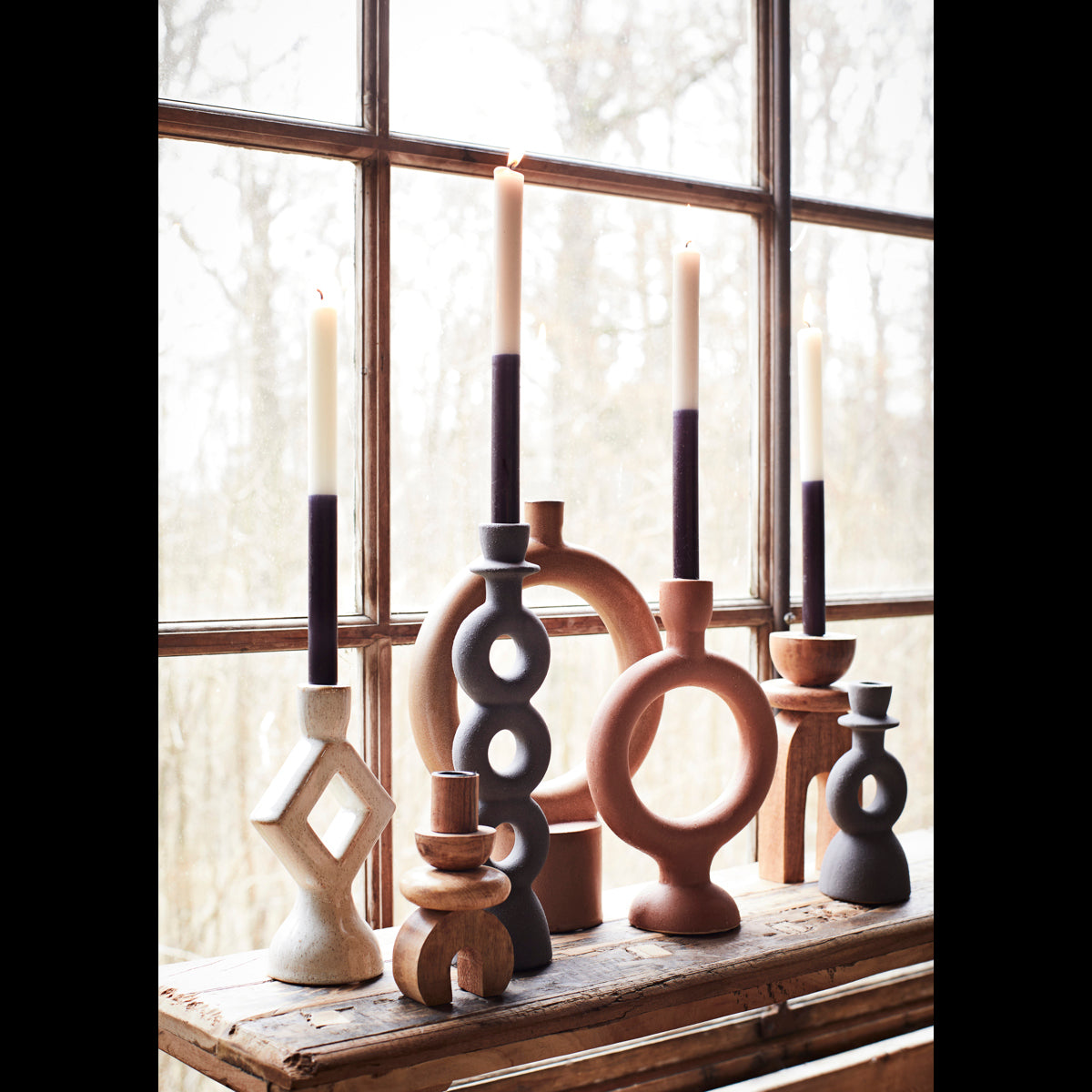 Stoneware Candleholder Brick