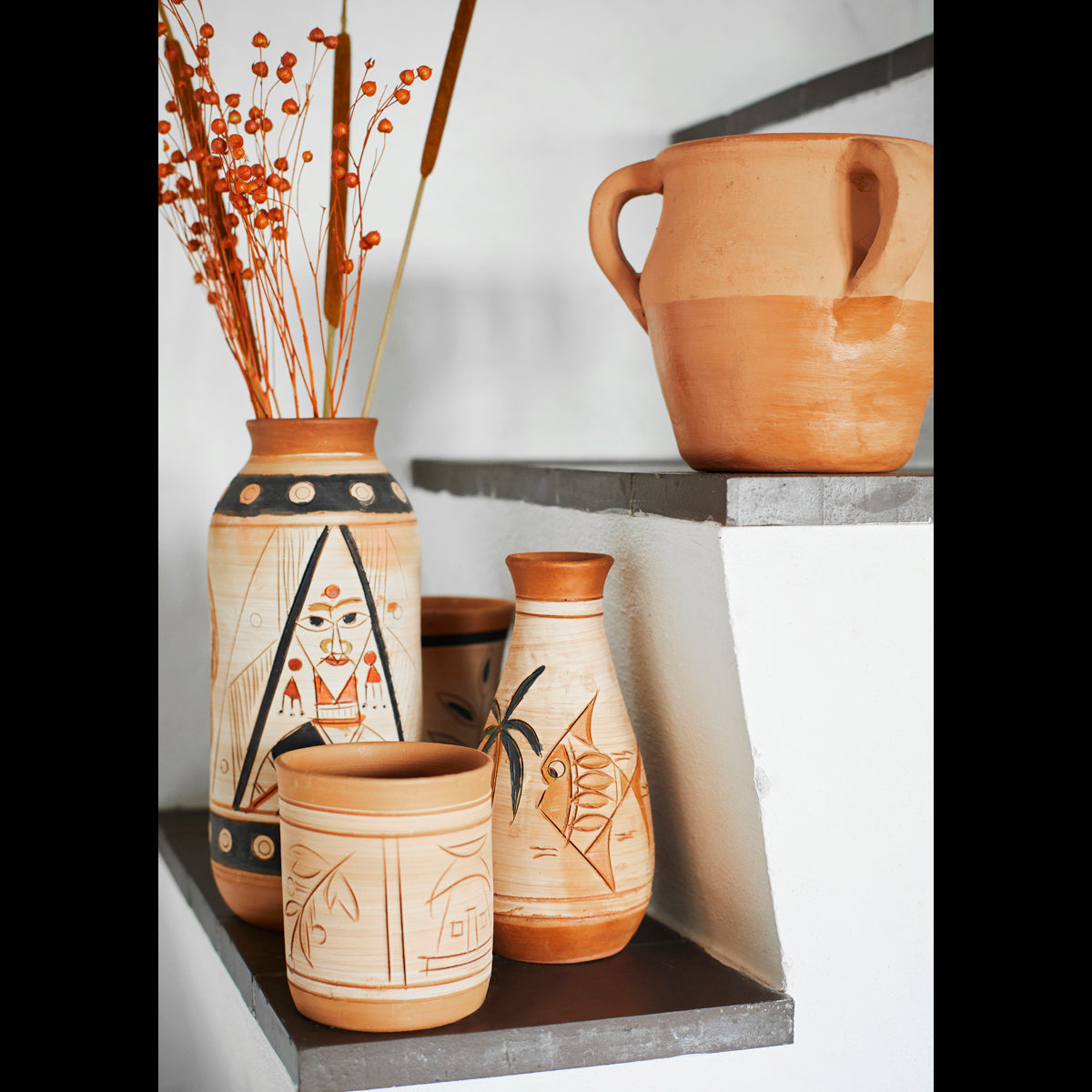 Hand Painted Terracota Vase