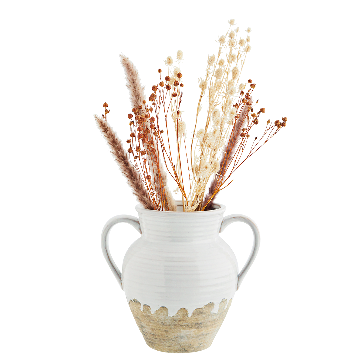 Stoneware Vase w/handles White
