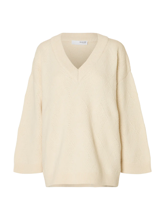 Slfea Knit V-Neck Snow White