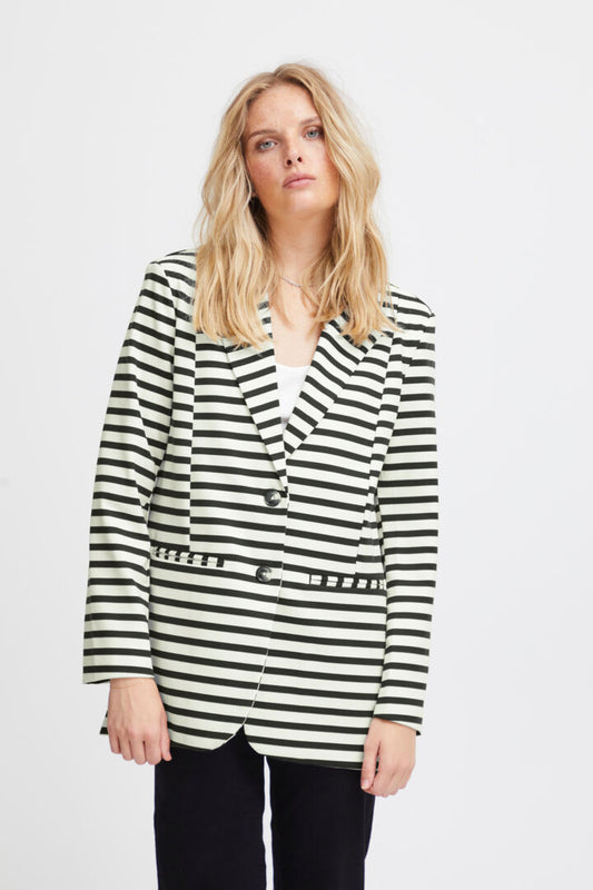 Ihkate Print Oversize Blazer Stripe