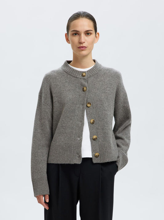 Slfcille Knit Cardigan Grey