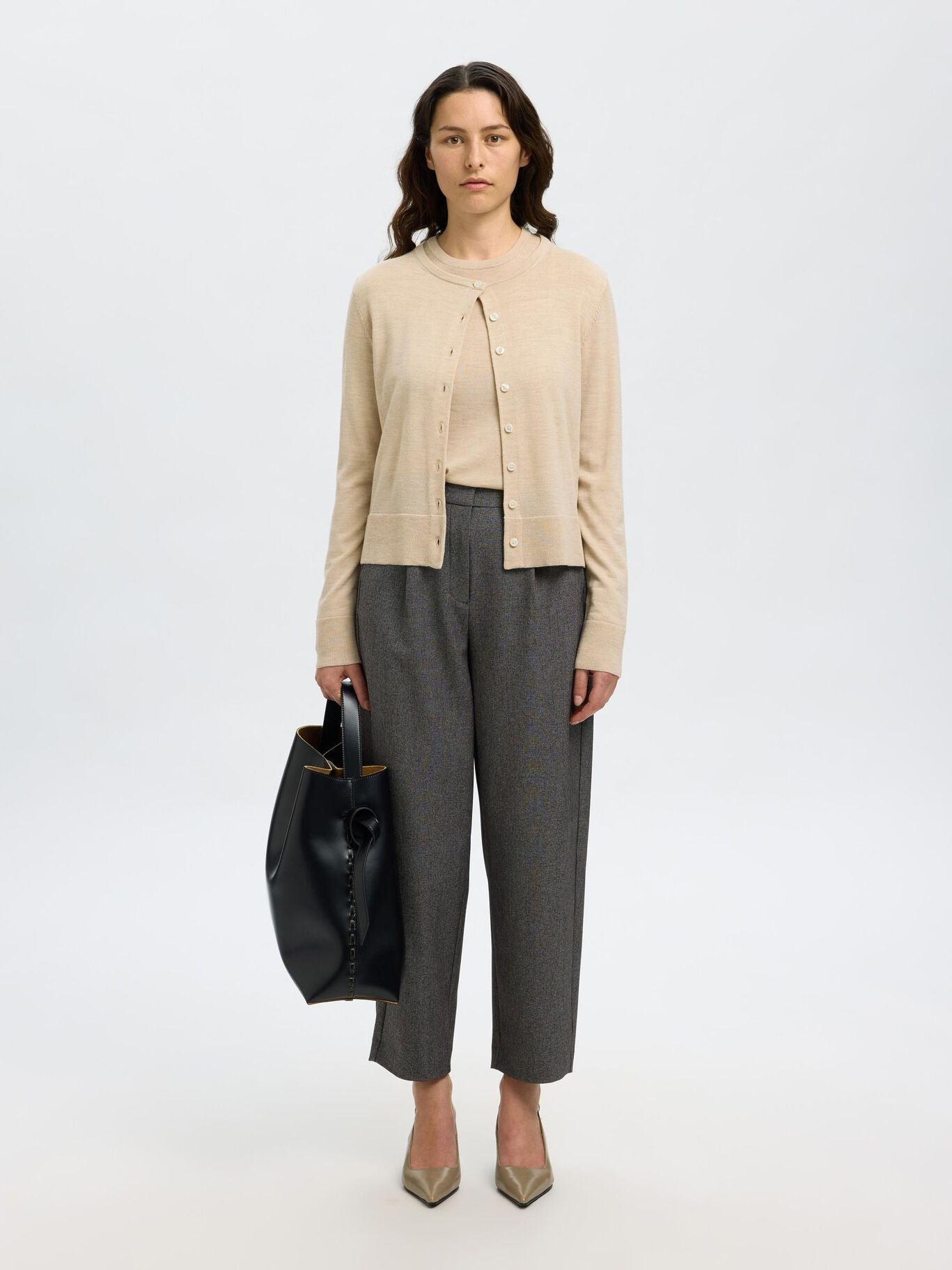 Slfthea LS Knit Merino Oatmeal
