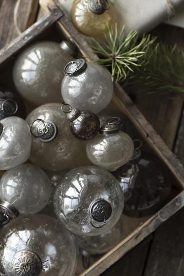 Christmas Orn Glass Faded Rose