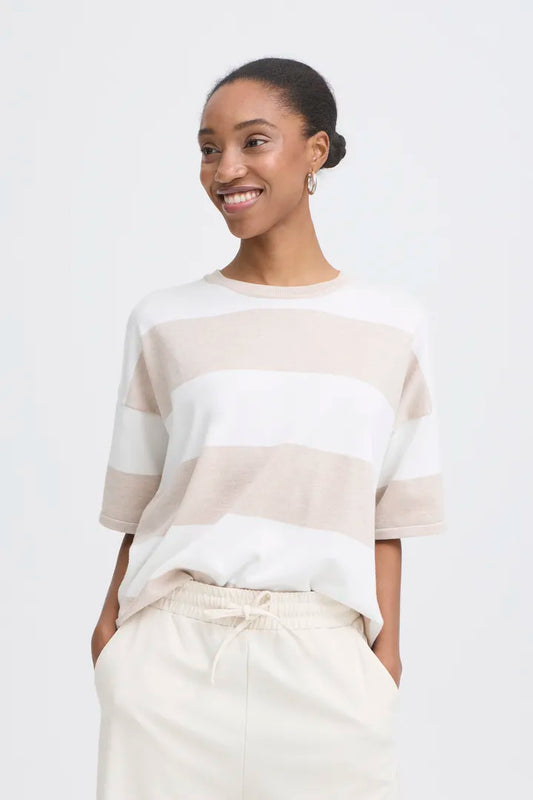 Ihluls Loose Shirt Stripe Beige