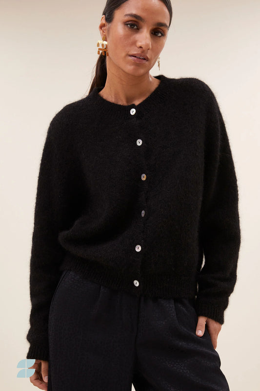 Cleo Natural Cardigan Black