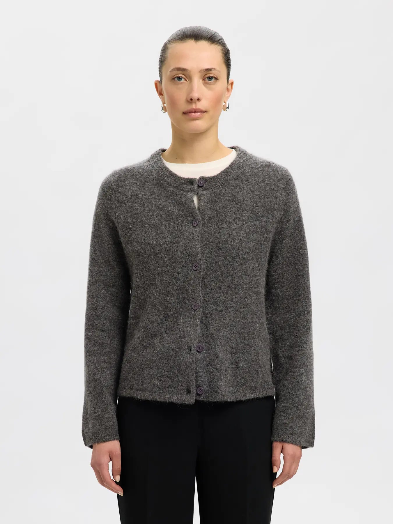 Slflulu Knit Cardigan Gris