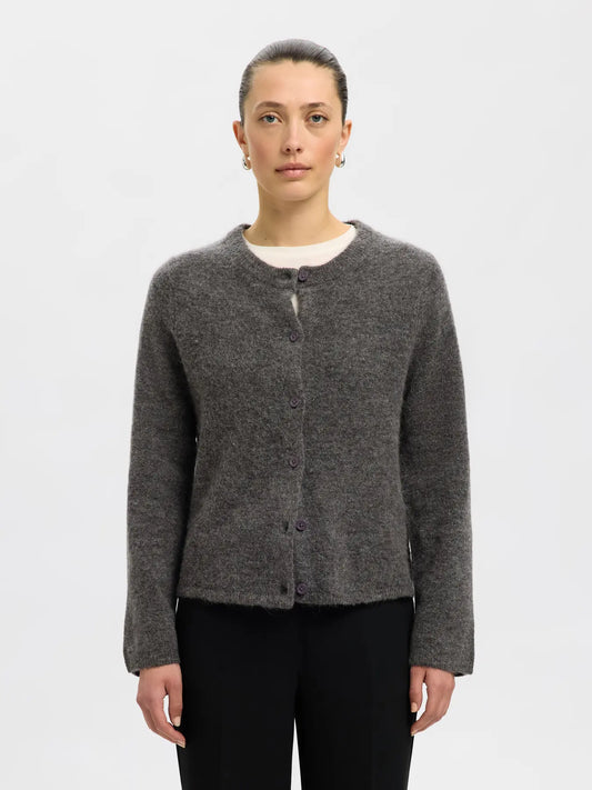 Slflulu Knit Cardigan Gris