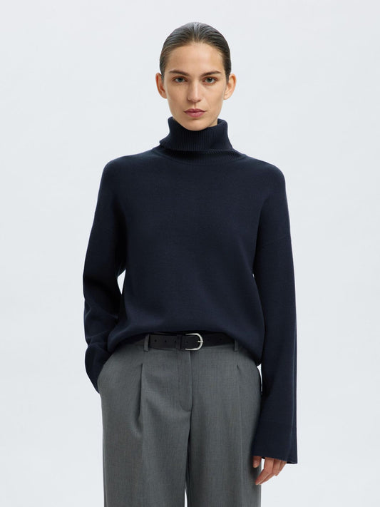Slfkamma LS Knit Dark Blue