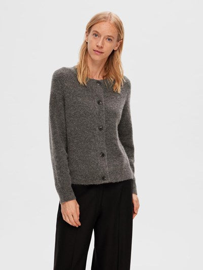 Slflulu Knit Short Cardigan Medium Grey