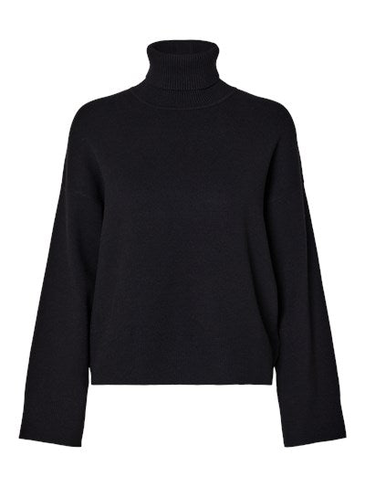 SlfKamma Ls Knit Roll Neck Black