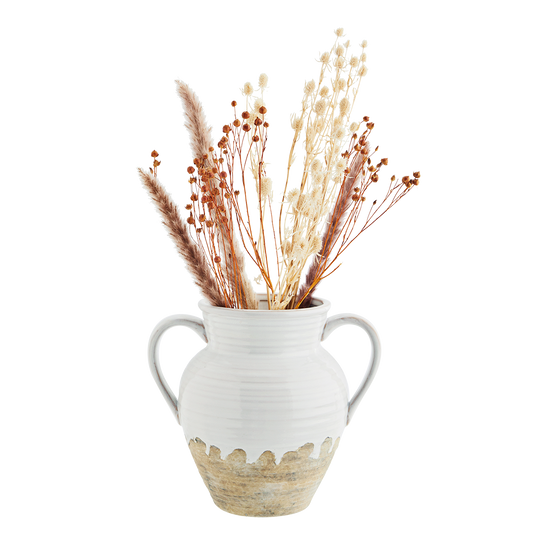 Stoneware Vase w/handles White