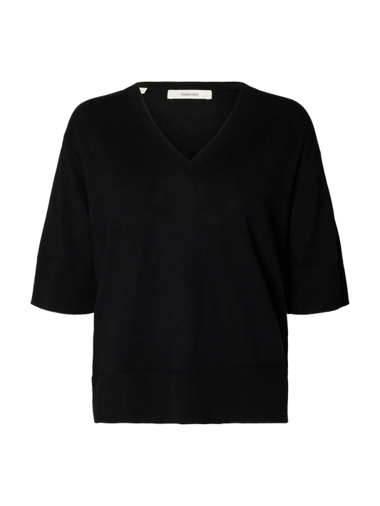 Slfthea Knit Merino V-neck Black