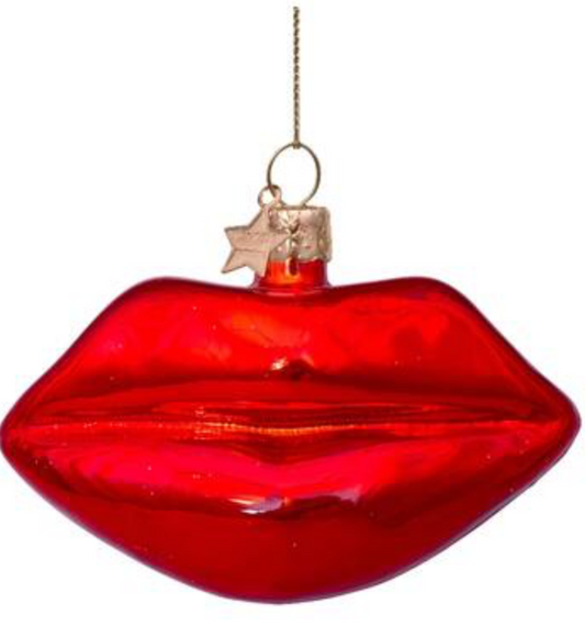 Ornament Glass Red Lips